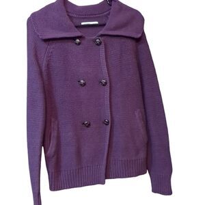 Old Navy Women’s Dark Purple Button Down Heavy Knit Cardigan Med.